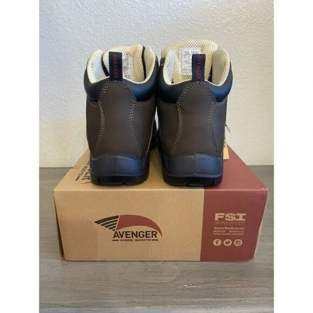 Avenger Brown Leather Work Boots Waterproof Composite Toe A7284 Breaker Mens 12D